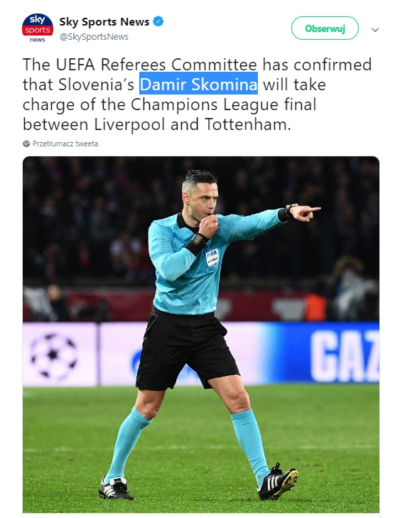 Damir Skomina poprowadzi finał LM!